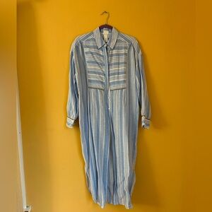 H&M Blue Striped Long Sleeve Dress